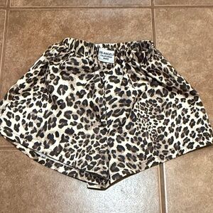 SHEIN Leopard Satin Shorts - Beige, Black & Brown